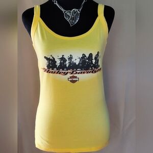 Harley-Davidson Yellow Fitted Tank Top with Black Graphics